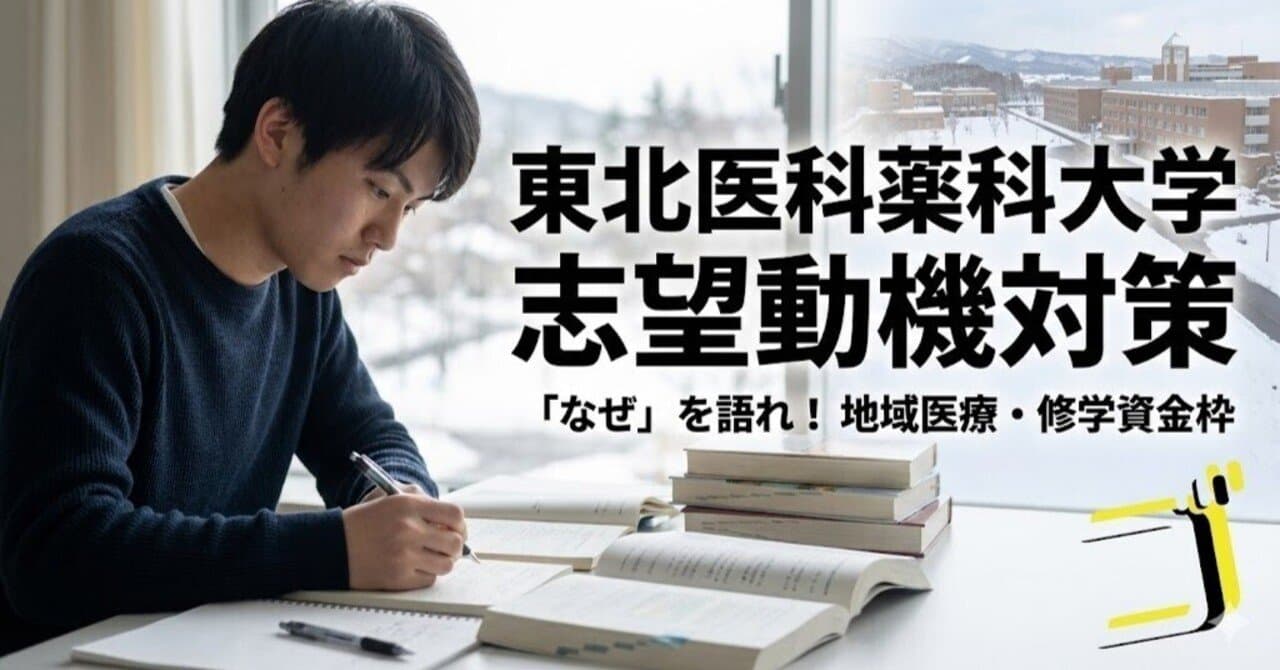 【東北医科薬科大学】「なぜこの大学か?」に答える志望動機対策|修学資金枠と定着意思