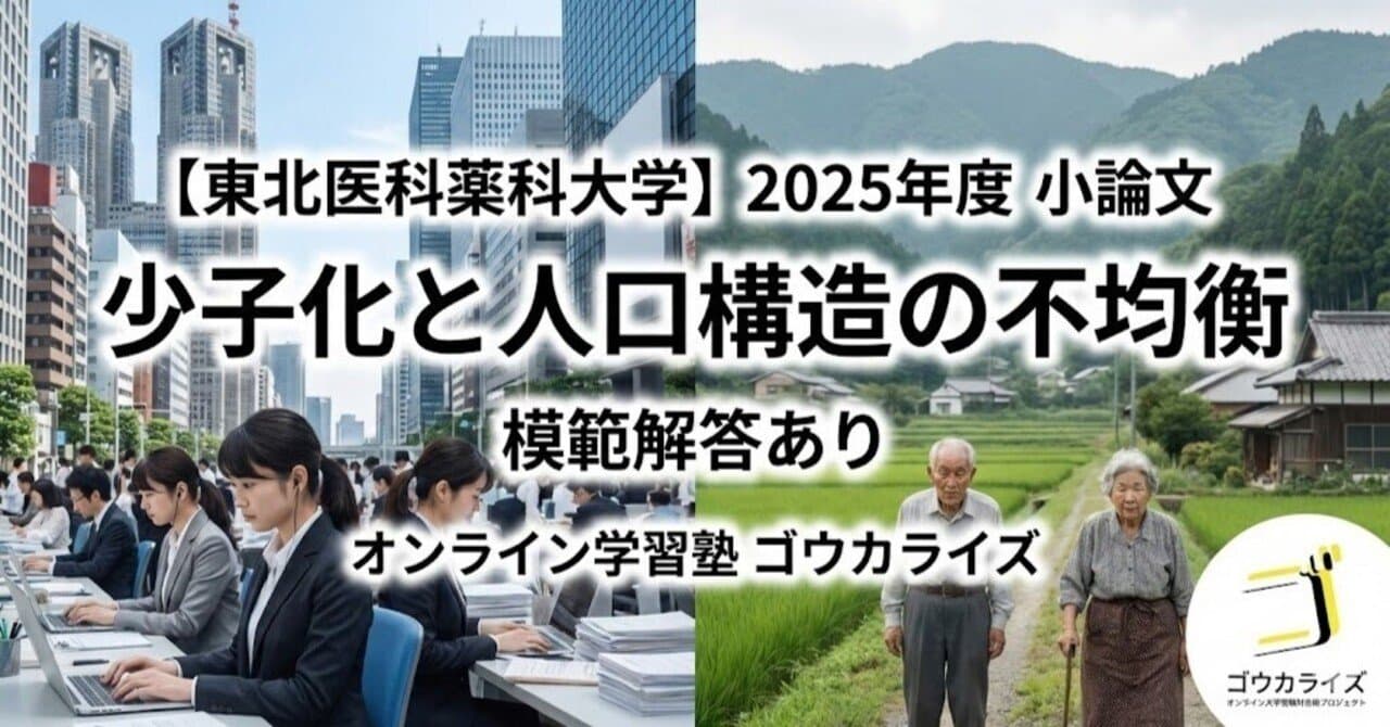 【東北医科薬科大学】2025年度 小論文:少子化と人口構造の不均衡【模範解答あり】
